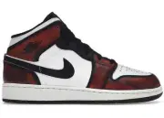 Nike Air Jordan 1 Mid GS Wear-Away Bred Black Red FB0568-006 sz 4Y = 5.5 Women's