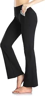 [YUSHOW] Flare Trousers Women Bootcut Yoga Pants/Capris with Pockets High Waist Workout Bootleg Pants Flares Leggings