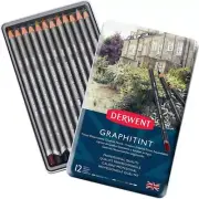 NEW 12x Derwent Graphitint Colour Pencils Coloured Professional Tin Set