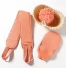 Body Scrubber Shower Set , Back Scrubber, Sponge Pad & Loofah Mesh. CREAM!!