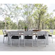 Balmoral 2.5m Teak Top Aluminium Table with 8 Capri Dining Chairs - Outdoor Dining Settings