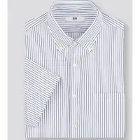 在飛比找蝦皮購物優惠-Uniqlo  DRY精紡舒適條紋襯衫 條紋襯衫M 短袖