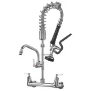Commercial Kitchen Sink Faucet with Sprayer-Wall Mount 8 inch Center Add-on 1...