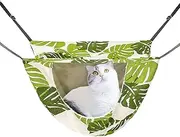 ONENIN Cat Cage Hammock,Hanging Soft Pet Bed for Kitten Ferret Puppy Rabbit or Small Pet,Double Layer Hanging Bed for Pets,2 Level Indoor Bag for Spring/Summer/Winter (Green & White)