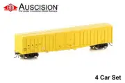 Auscision (WLV-2) WBAX Louvered Van - Flat Roof, Yellow, WAGR Logo - 4 Car Pack