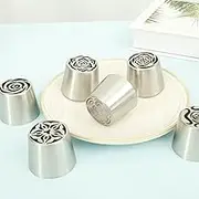 6 Pcs Russian Piping Flower Nozzle, Stainless Steel Russian Piping Nozzle, RussianPiping Tip Set, Reusable RussianFlower Piping Tip for Cake Decorating Icing Cream Flower Bouquet DIY Cookies.