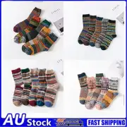 5Pairs Winter Thick Warm Nordic Wool Blend Socks Vintage Thermal Crew Socks