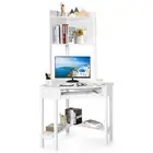 Corner Computer Desk with Hutch & Storage Shelves for Small Space