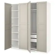 PAX / FLISBERGET wardrobe combination, white/light beige, 200x60x236 cm