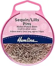 Hemline Short Nickel Sequin/Beads Craft Pins - 13mm