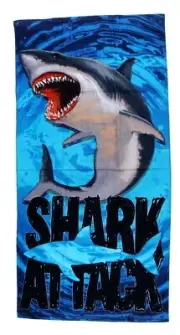 Shark Attack Theme Luxurious 100% Cotton Beach Towel - NWT