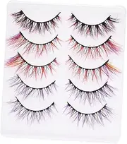 Beavorty 5 Pairs Colored False Eyelashes False Colored Lashes Goth Sunglasses Fluffy False Eyelashes Cosplay Fake Eyelashes Colored Fake Eyelashes Pink Faux Colored Eyelashes Imitation