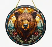 SUNCATCHER-Bear Suncatcher Vibrant Window Hanging 6x6"