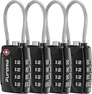 Puroma 4 Pack TSA Approved Luggage Locks, 4 Digit Combination Travel Locks Resettable Code Lock with Zinc Alloy Body for Suitcase, Toolbox, Backpack, Bag, Gym Locker (Black)