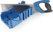 Olympia Tools Saw Storage Mitre Box with 14-Inch Backsaw with 90 degree, 45 degree, and 22-1/2 degree Angle Slot Types Plastic Mitre Box Saw Storage Mitre Saw Box for Woodworker Carver Carpenter