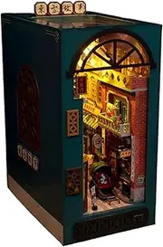 Bookshelf Corner,Bookshelf Corner Kit, Miniature Dollhouse Kit with LED Light, Bookshelf Insert Decoration, Diorama Kits for Family and Friends, Home Decor