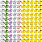 Zjkai 100 Pcs Mini Duck Miniatures Resin Ducks Waterproof Tiny Duckies Figures, Sculpture for Fairy Garden Decor, Ornament, Micro Landscape, Aquarium, DIY Terrarium