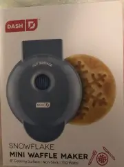 DASH Snowflake Shaped Electric Mini Waffle Maker 4" Cooking Surface Aqua Blue