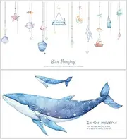 KESYOO Whale Wall Decals Ocean Wall Stickers Nursery Wall Decor Window Sticker Removable Self Adhesive Wall Decoration for Kids Bedroom Living Room 2Pcs