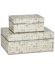 Peyton Lane Set Of 2 Geometric Mother Of Pearl Shell Handmade Decorative Box