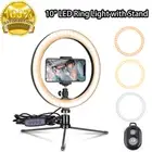 10" Dimmable LED Ring Fill Light Stand Tripod Bluetooth Phone Holder Photo Lamp