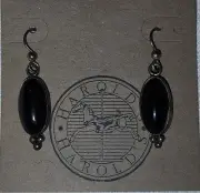 Vintage Harold Smith Navajo Made Sterling Silver With Onyx Gem Dangle Earrings