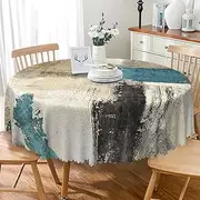 TTQYFNM Modern Abstract Art Round Tablecloth 60 Inch Blue Brown Grey Oil Painting Texture Circular Table Cloth Stain Resistant and Waterproof Table Cover for Kitchen Dining Room Patio Cafe Home Decor