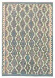 Vintage Hand Woven Carpet 5'8" x 7'8" Traditional Wool Kilim Rug