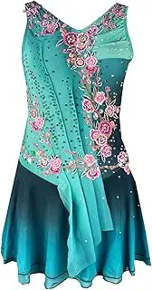 [Zagitova] Figure Skating Dress for Girls Sleeveless Gradient Applique Women Competition Dance Costume Shiny Rhinestone