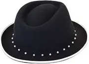 [Hcclijo] Wool Fedoras Hat Hats for Women Edge Concave Wool Cap Pearl Style Winter Jazz Cap