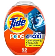 PODS Liquid Laundry Detergent Soap Pacs, 4-N-1 Ultra Oxi, HE Compatible 85 Count
