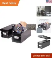 Versatile CD Organizer - 2 Pack Storage Boxes for 330 Discs in Elegant Black