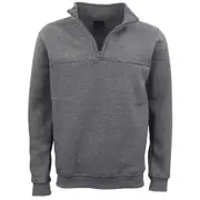 New Men's Unisex Adult Half-Zip Fleece Jumper Pullover Stand Collar Jacket Shirt - Dark Grey
