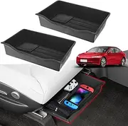 2Pack Tesla Model Y Under Seat Storage Box Organizer - Upgraded Flocking anti-vibration Hidden Storage Box,Underseat Storage Organizer Compatibility with Tesla Model Y Accessories 2021 2022 2023 2024