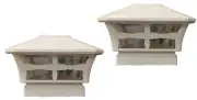 Solar Post Cap Light 2 Pcs 6x6 Solar Off White Color Square Fence Post Cap Light