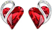 [Leafael] Infinity Love Heart Birthstone Earrings for Women, Crystal Stud Earrings with Healing Stones, Allergy-Free Jewelry for Women with Gift Box, Silver-tone Birthstone Crystals Earrings