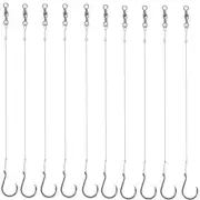 10 Pcs Extra Strong Offset Circle Hooks Saltwater Fishing Hook Rig with Leader