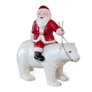 Cast Iron Polar Bear with Santa