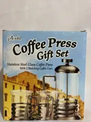 PRIMUS COFFEE PRESS GIFT SET, 3 CUP WITH 2 MATCHING CUPS, STAINLESS STEEL