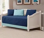 Fancy Linen LLC 5pc DayBed Cover Quilted Bedspread Set Embossed Solid New, Navy Blue/Light Blue, DayBed