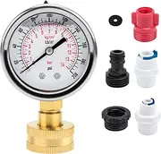 Home Water Pressure Gauge Kit - Glycerin Filled Gauge with 5 Adapters for Multiple Purpose Water Pressure Test - Standard 3/4" Female Garden Hose Thread, 0-200 Psi