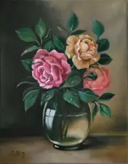 Original oil on canvas painting the Old way* 14 x 18 in, signed*BOUQUET