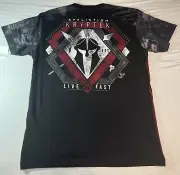 Affliction Kryptek T Shirt Size Large Big Graphic Print Black Gray Short Sleeve