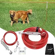 LUFFWELL Dog Run for Outside, 100FT Runner for Yard With 10FT Tie Out Cable, Heavy Duty Lead for Large Dogs, Trolley System Zipline 250 LBS