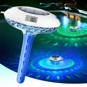 Pool Thermometer Floating Easy Read, Solar Pool Light with 8 RGBW Color Modes...