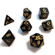 Sirius Dice 7-Set Opaque Resin Black with Gold