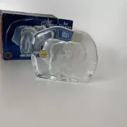 Paperweight Cristal d’Arques Frosted Elephant Lead Crystal Glass Vtg In Box