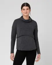 Cameron Roll Neck Nursing Top Dark Charcoal