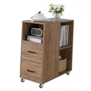 Sofa Side Table, End Table with 2 Drawers, Narrow Bedside Table with Storage