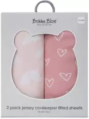 2PK Bubba Blue 55X84Cm Nordic Jersey Co-Sleeper Fitted Sheet 0-12M Berry/Rose